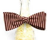 Handmade Maroon Striped Calico Self Tie Bow Tie
