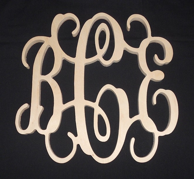 15" Monogram Personalized Letters Unpainted Wooden Wall Decor Child Wedding