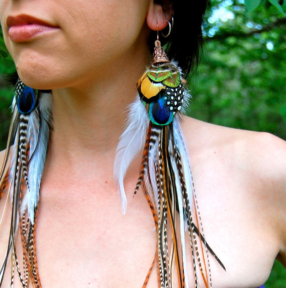 FOREST JEWEL Long Feather Earrings SALE