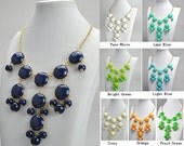 Navy Bubble Necklace, Navy Color Necklace, Resin Jewelry, Statement Necklace (FN0590-M-Navy)