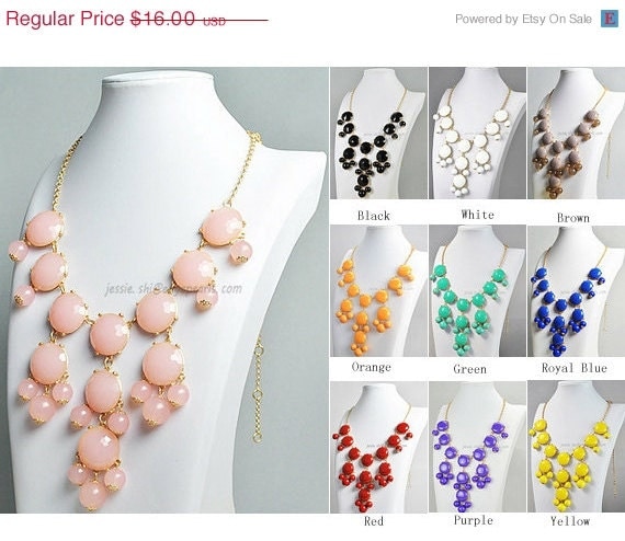 Pink Bubble Necklace, Light Pink Necklace, Gold Tone, Statement Necklace (FN0508-F-Pink)