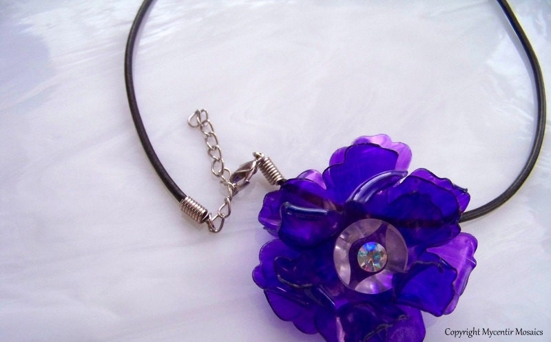 Violet Flower Pendant (Recycled Water Bottle)