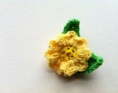 Spring brooch, primrose brooch, crochet flower brooch