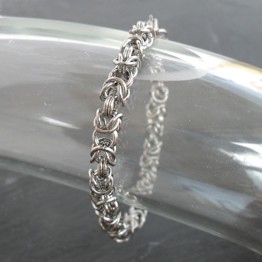 Stainless Steel Chainmaille Bracelet Byzantine Chainmail Chain Mail Chain Maille Jewelry Handmade Mens Metal Unisex