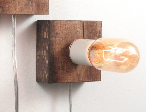 Rustic Wall Lamp I- Rustic Wall Sconce, Salvaged Wood Lamp, Exposed Edison Bulb Lighting, Rustic Night Light