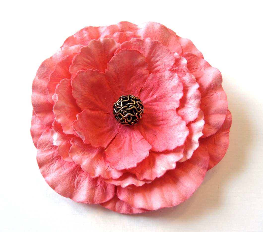 Pretty Pink Hair Clip - Paper Flower Hair Accessory and Pin