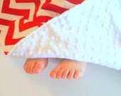 chevron baby blanket minky red white