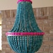 Turquoise & Pink Beaded Chandelier 