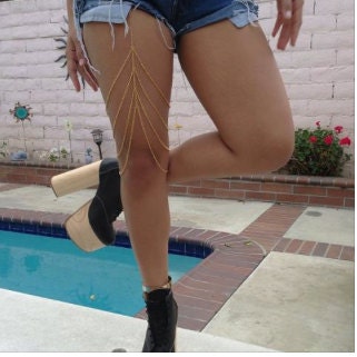 Gold Thigh Chain Harness