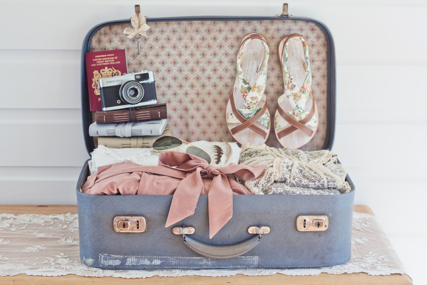 Narrow fit sandal in leather & vintage textile, ethically hand made in England
