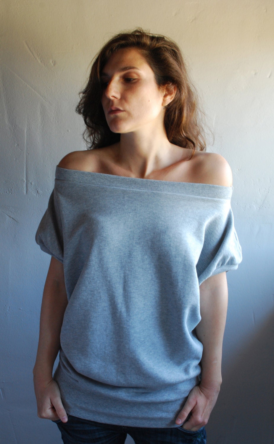 Grey Sweatshirt Japanese Sleeves summer sweater /  Women fashion