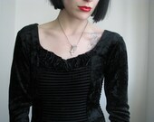 80s black velvet rosette bodysuit s/m