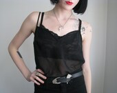 90s black chiffon sweetheart tank top m/l