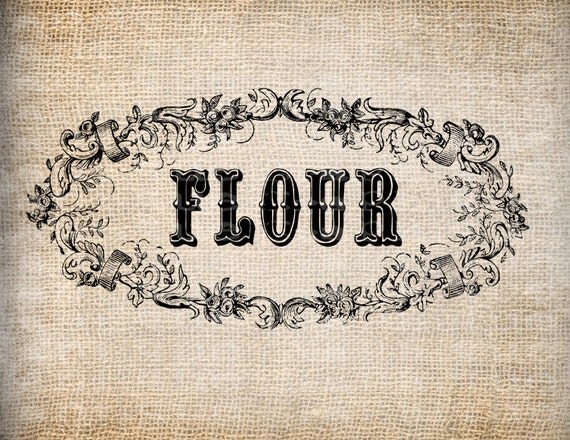 Antique Ornate Label Kitchen Frame Flour by AntiqueGraphique