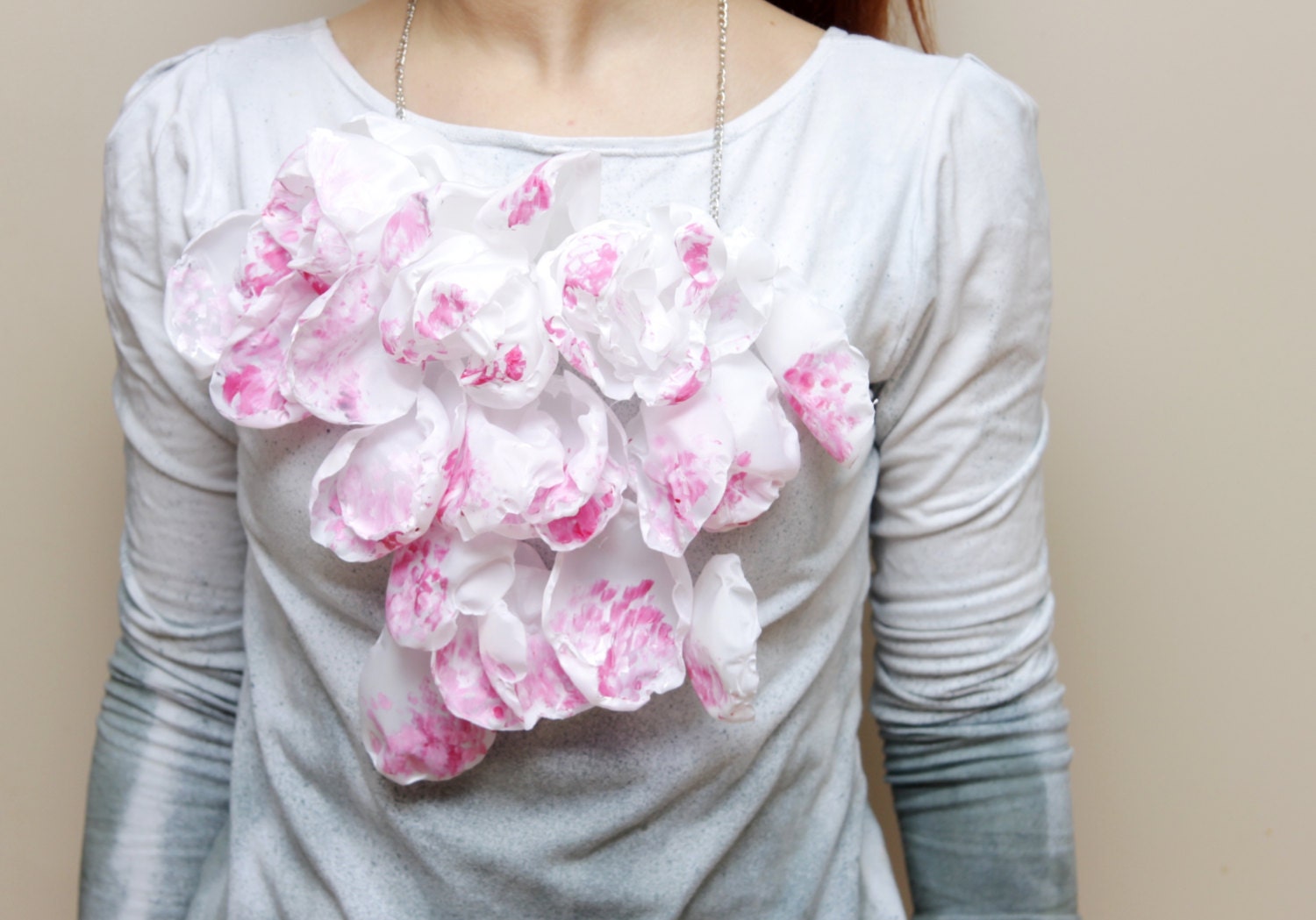 Blush - handmade roses necklace/ mur Mur