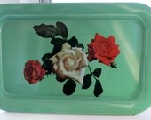 Vintage Aqua Rose Tray