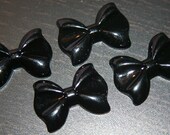 4 x 28mm Medium Sized Black Bow Cabochon Flatbacks