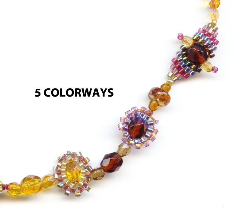 Beading Kit, Necklace Bead Pattern, 5 Colorways
