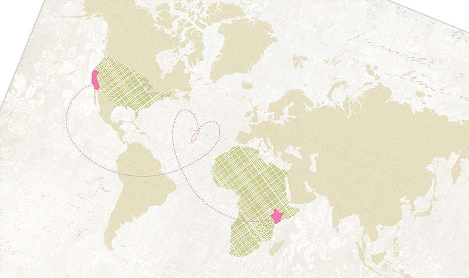 World Map - Love Map  Customized Art Print -  11x14 Valentines Day Gift (featured on Style Me Pretty)