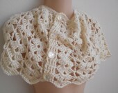 Crochet  cowl scarf cape vintage style ivory romantic wrap handmade original