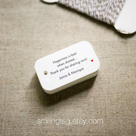 Happiness is Best When Shared Personalized Gift Tags - Wedding Favor Tags - Thank You Tag - Hang tags - Set of 40 (Item code: J309)