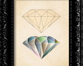 Shine On You Crazy Diamond- Vintage Retro Inspired - Collage Art Print -  8x10 Art Print Poster