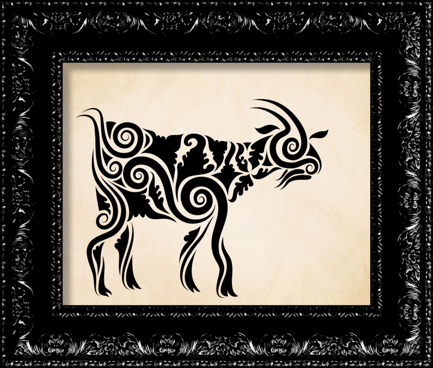 Art Deco Mountain Goat - Vintage Retro Inspired - Modern Design - Collage Art Giclee Print -  8x10 Art Print Poster