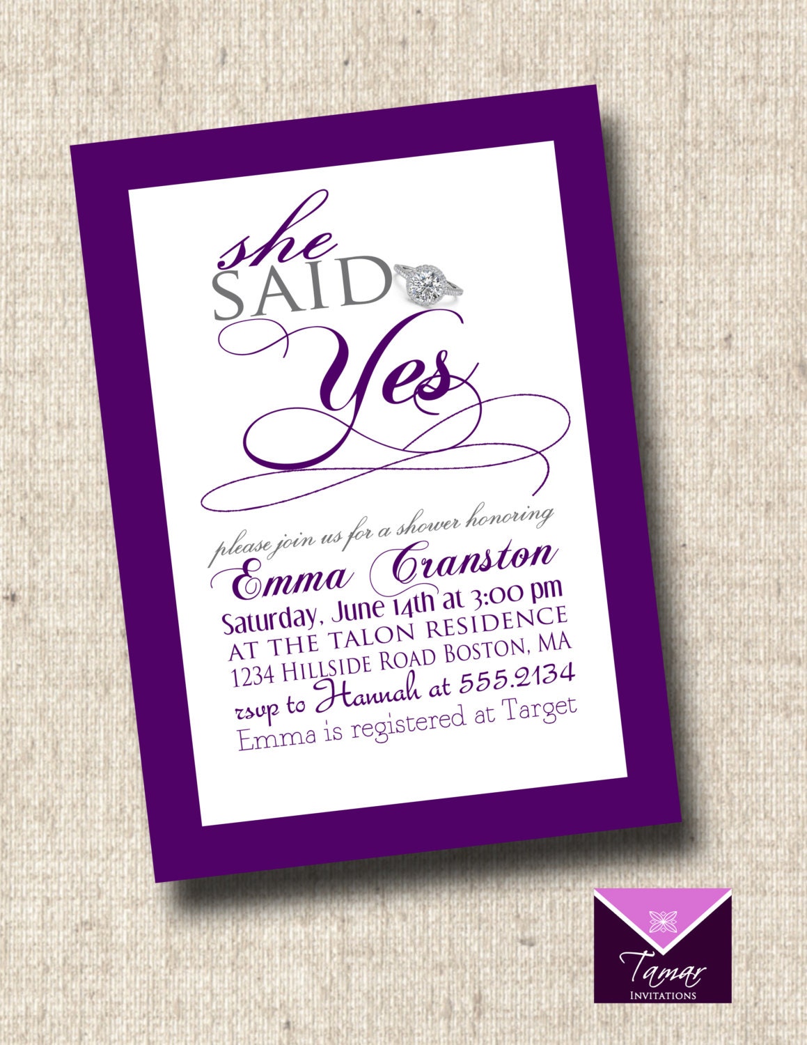 Printable Bridal Shower Invitation - She said YES - Bridal/ Wedding/ Engagement Il_170x135