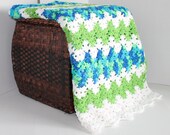 Afghan - Lacy Ripple - Spring Green and Blue