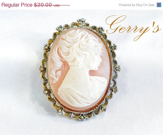 Designer GERRY'S Cameo Brooch, Pendant - Lovely Lady Profile