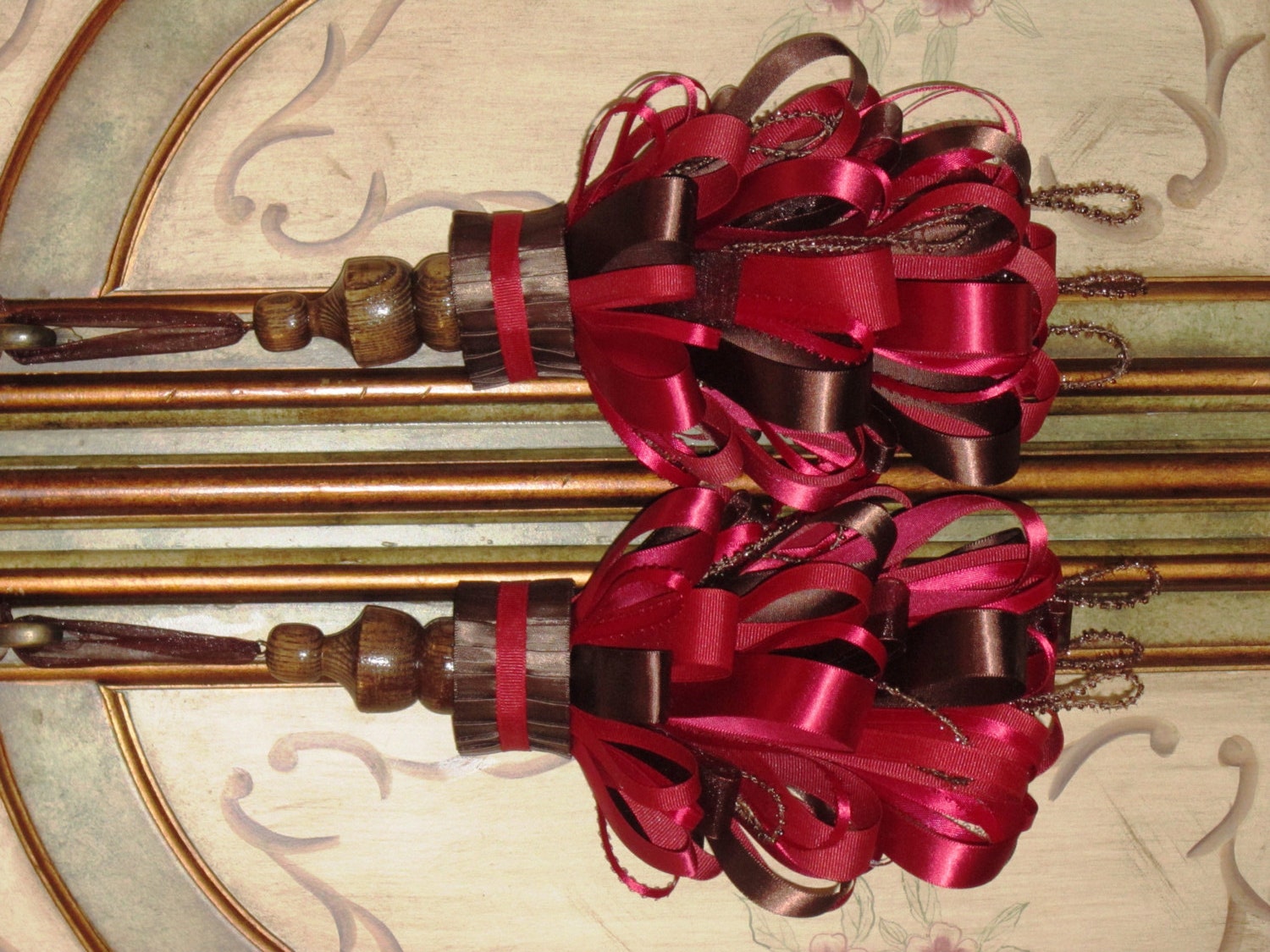Sherry red,Walnut,Victorian,Finial Curtain Tassel Set