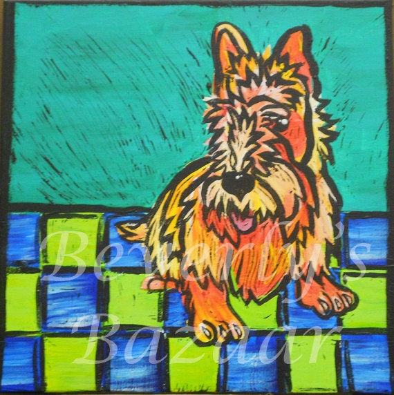 Orange Scottish Terrier Painting