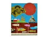 Dragon Clouds abstract original tin art  by Elizabeth Rosen