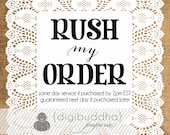 RUSH ORDER Same day proof for orders placed before 2pm EST - Guaranteed next day for orders placed later.  digibuddha