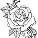 coloring book page, tattoo rose digital file