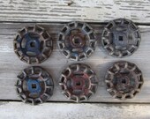 Collection of 6 Matched Large Cast Metal  Industrial Valve  Metal Spigot Faucet Handles Antique Garden Handle