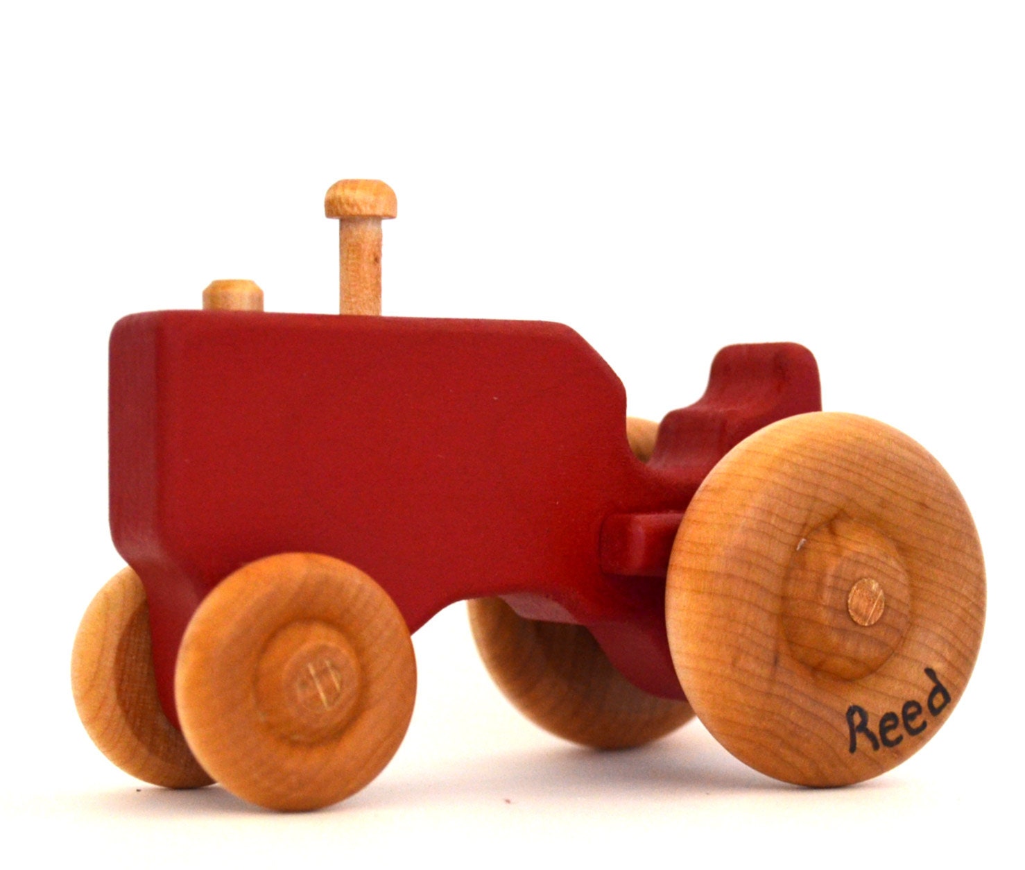 Red Wooden Toy Tractor - Push Toy - Personalized Wood Toy - Waldorf Toy