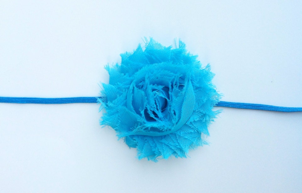 Shabby chic flower headband-Turquoise headband