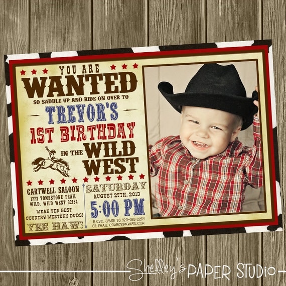 Cowboy Birthday Party Invitation - Photo Option