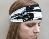 Wide Headband Fashion Statement Pattern Women's Hair Accessory Head Bands Hair Wrap Stretchy Full Head Coverage Black White