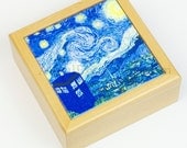 Doctor Who wooden box Van Gogh dr who Tardis, Doctor Who hardwood box Cafe terrace  geek gift idea posters