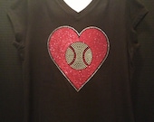 Softball - Baseball - Volleyball - Basketball - Soccer - Water Polo - Love Glitter and Bling Tee
