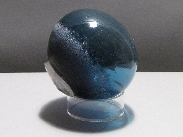 Handmade Fishing Float: Japanese Fishing Floats w/ Blown Glass & Scavo in Marine Blue