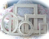 Shabby ORNATE Off White Cream DISTRESSED Large Open Picture Photo FRAMES Set Cottage Chic