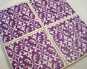 Purple Damask Coasters - Set of Four