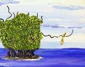 Beach, Original Painting, Jimmy Buffett style,  Blue Ocean, Fine Art, Coastal,  Whimsical Beach Painting