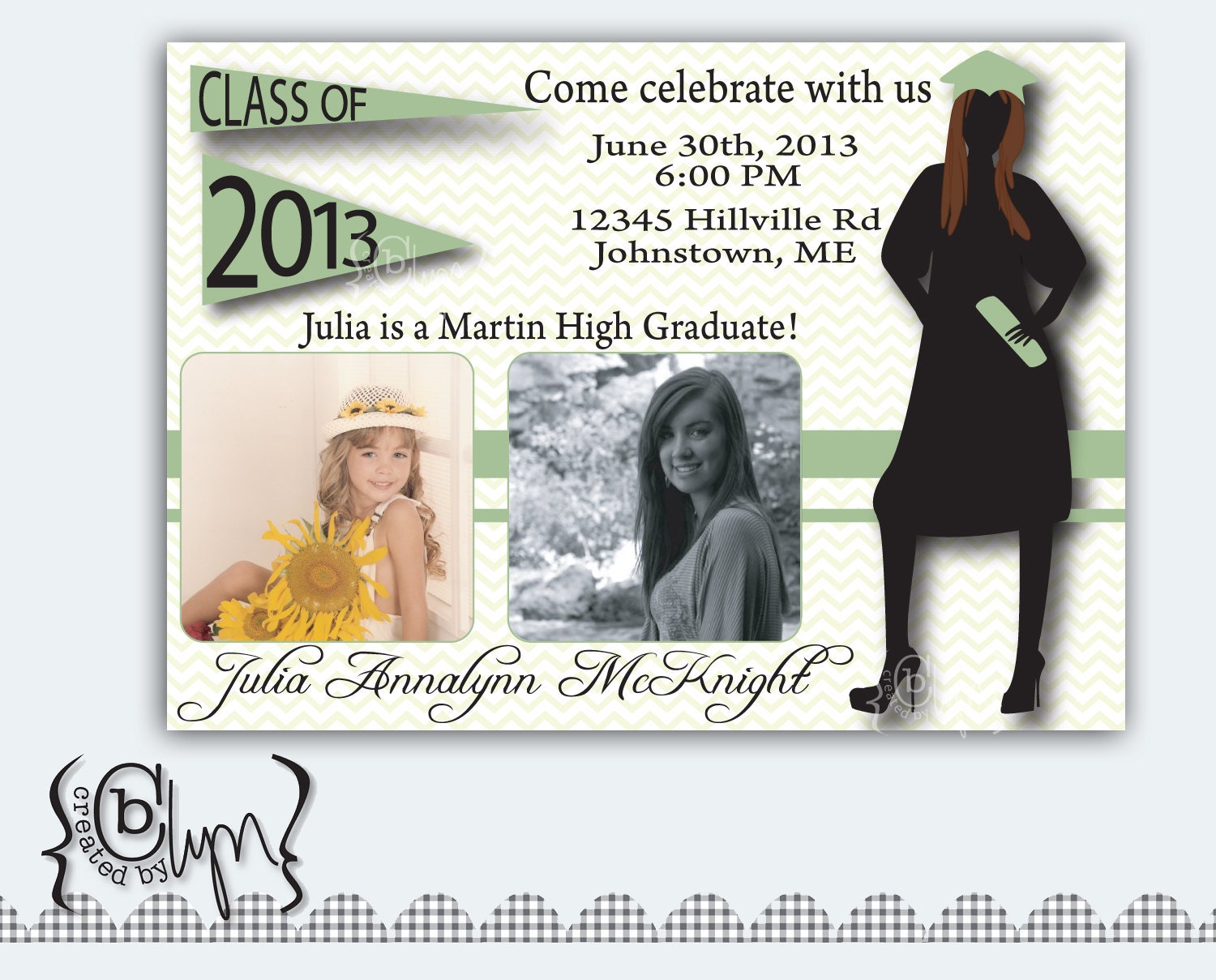 Graduate Sillhouette Announcement Invitation
