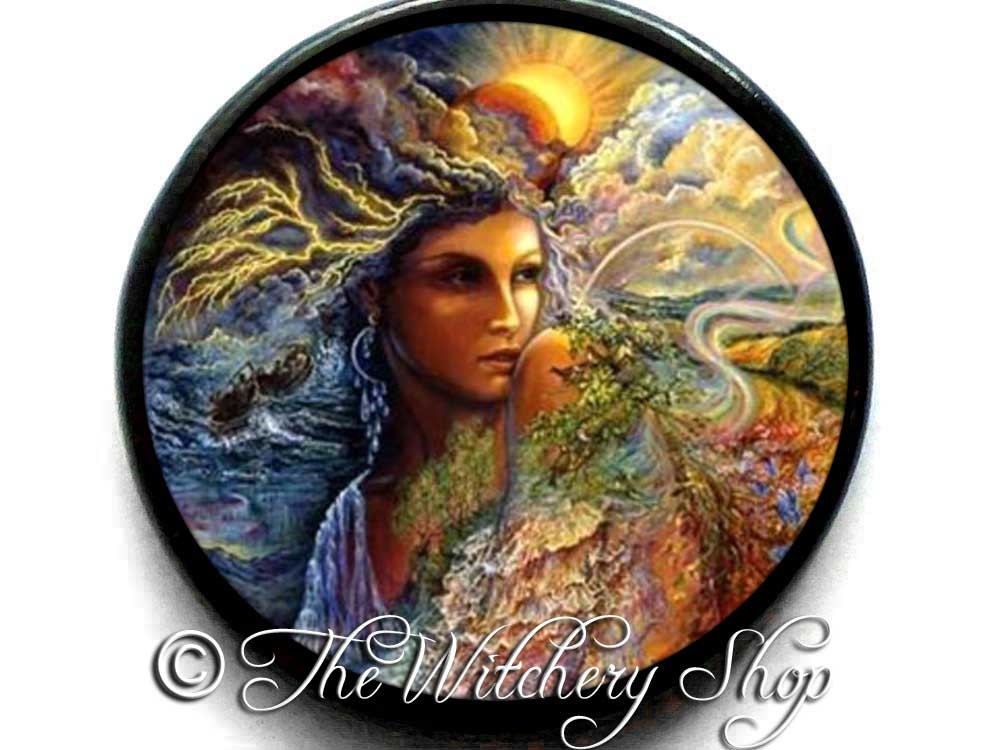Goddess Of Elements - Talisman Amulet  Pendant Tile - Witch Wiccan Pagan