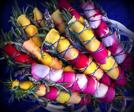 Lavender, rosemary & rose smudge sticks for peace, harmony, and restful sleep