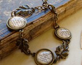 Elven Bracelet - Quenya and Leaves of Lorien Bracelet in Brass - Lord of the Rings Inspired Jewelry - Hobbit - Middle Earth - LOTR